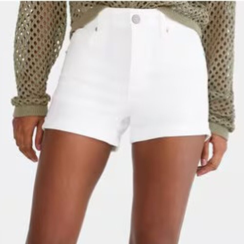 Aeropostale White High-Rise Denim Midi 8 Shorts - Picture 1 of 7